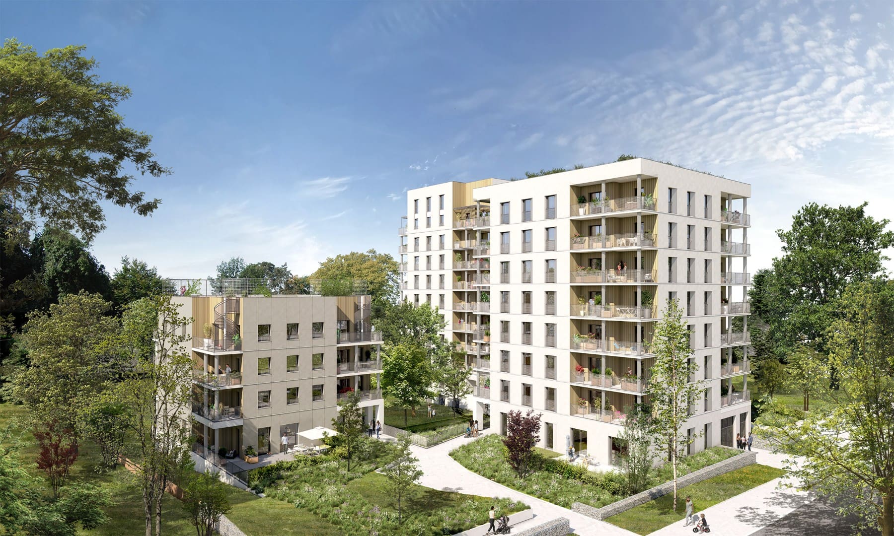 Vue extérieure de la résidence Cœur Boisé à Nantes
