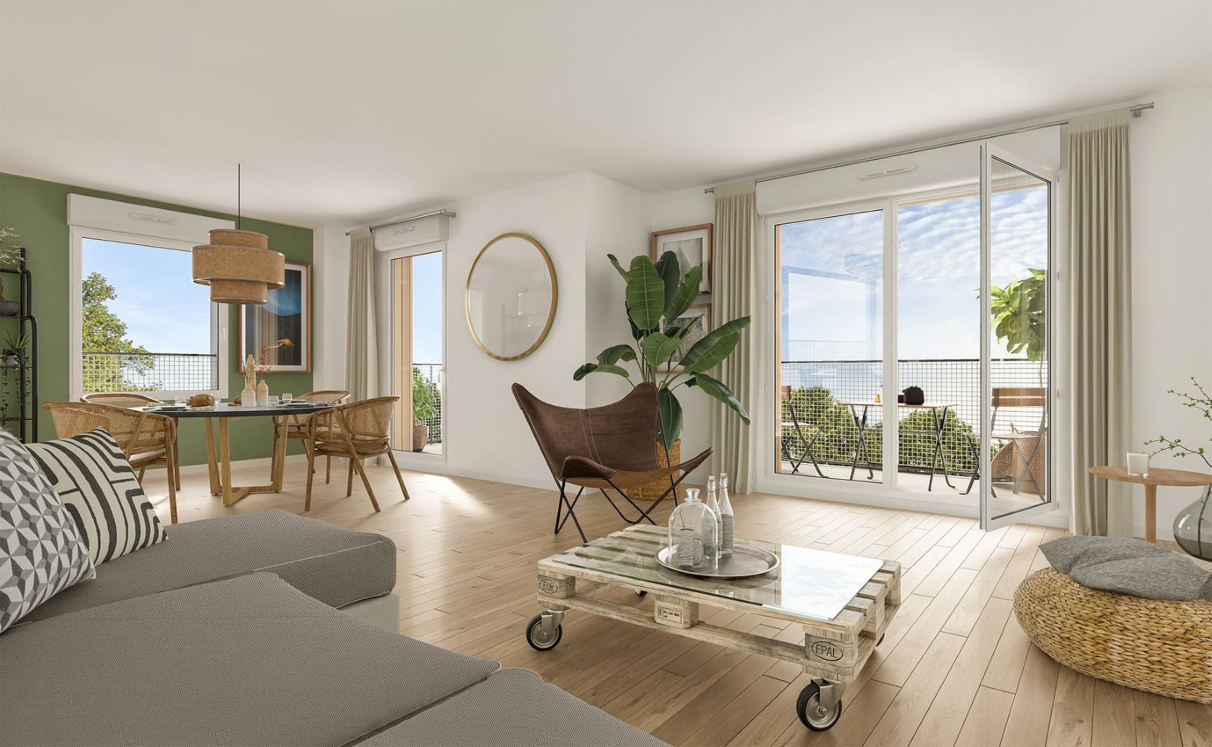 Vue intérieure d'un appartement de la résidence Cœur Boisé à Nantes