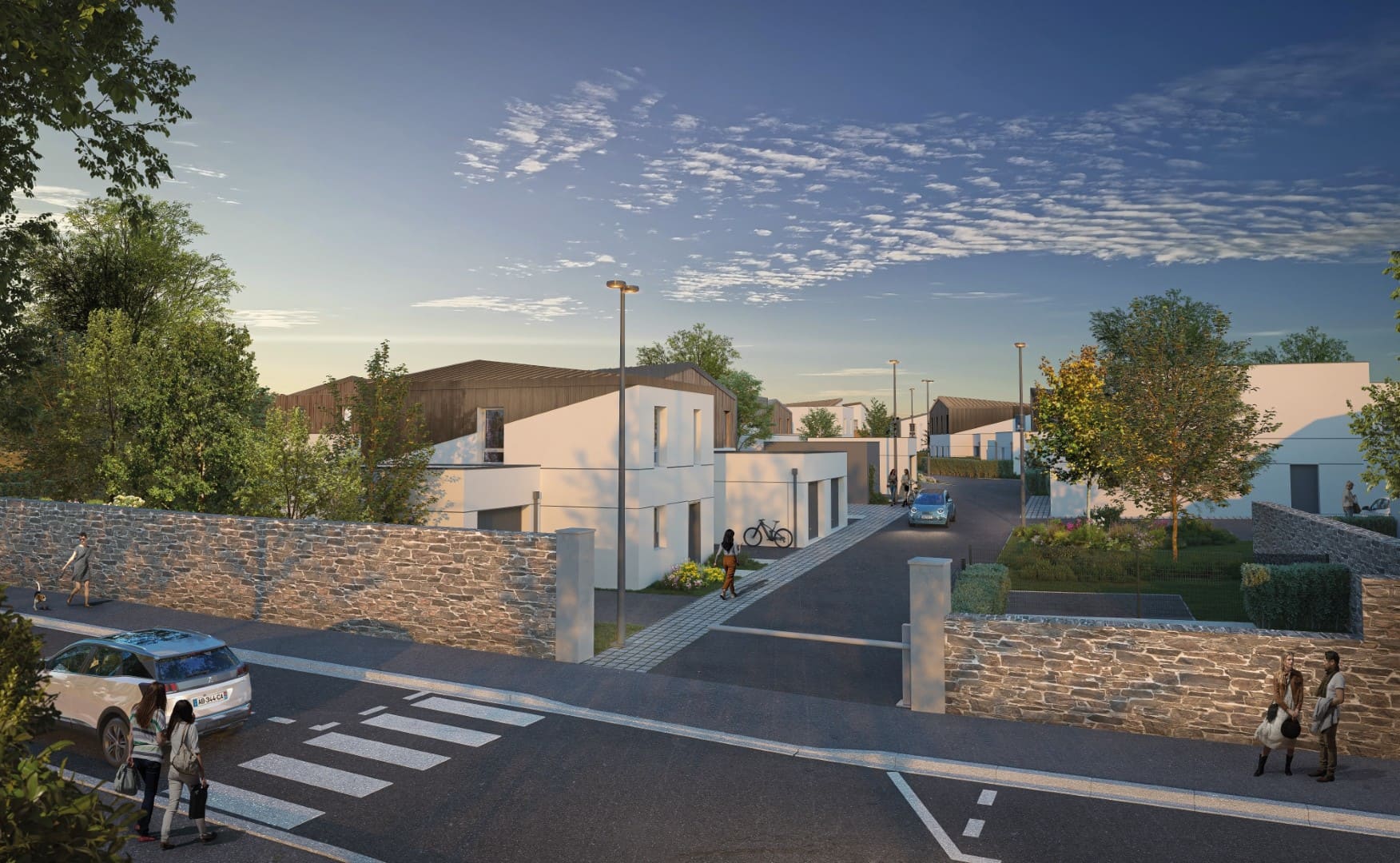 Vue de l’entrée de la résidence Domaine Lafayette, programme immobilier neuf à Angers.